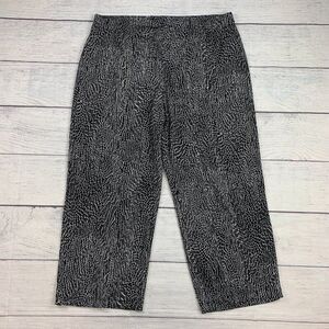 Susan Graver Pants sz XL Palazzo Elastic Waist Pull on Black White 27" Inseam